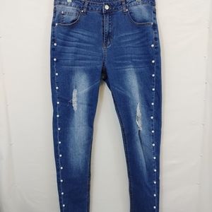 Hayden Los Angeles Jeans size L Distressed Beaded